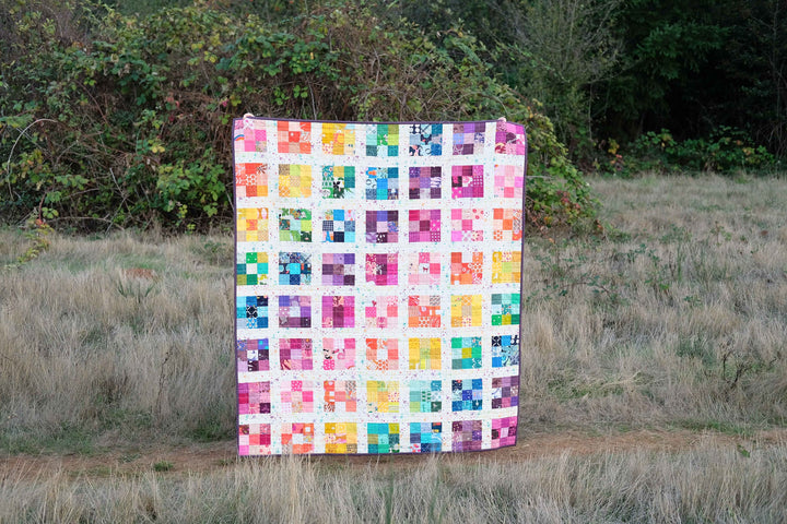 Rainbow Modern Postage Stamp Quilt