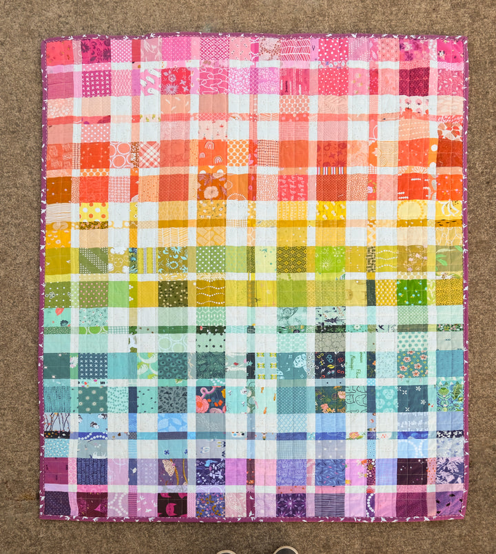 A Scrappy, Rainbow Mini Plaid-ish Quilt