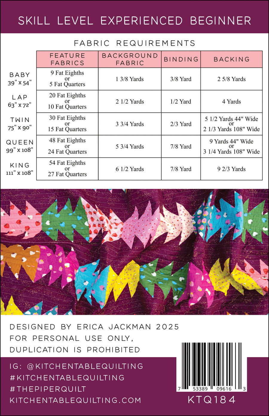 The Piper Quilt Paper Pattern