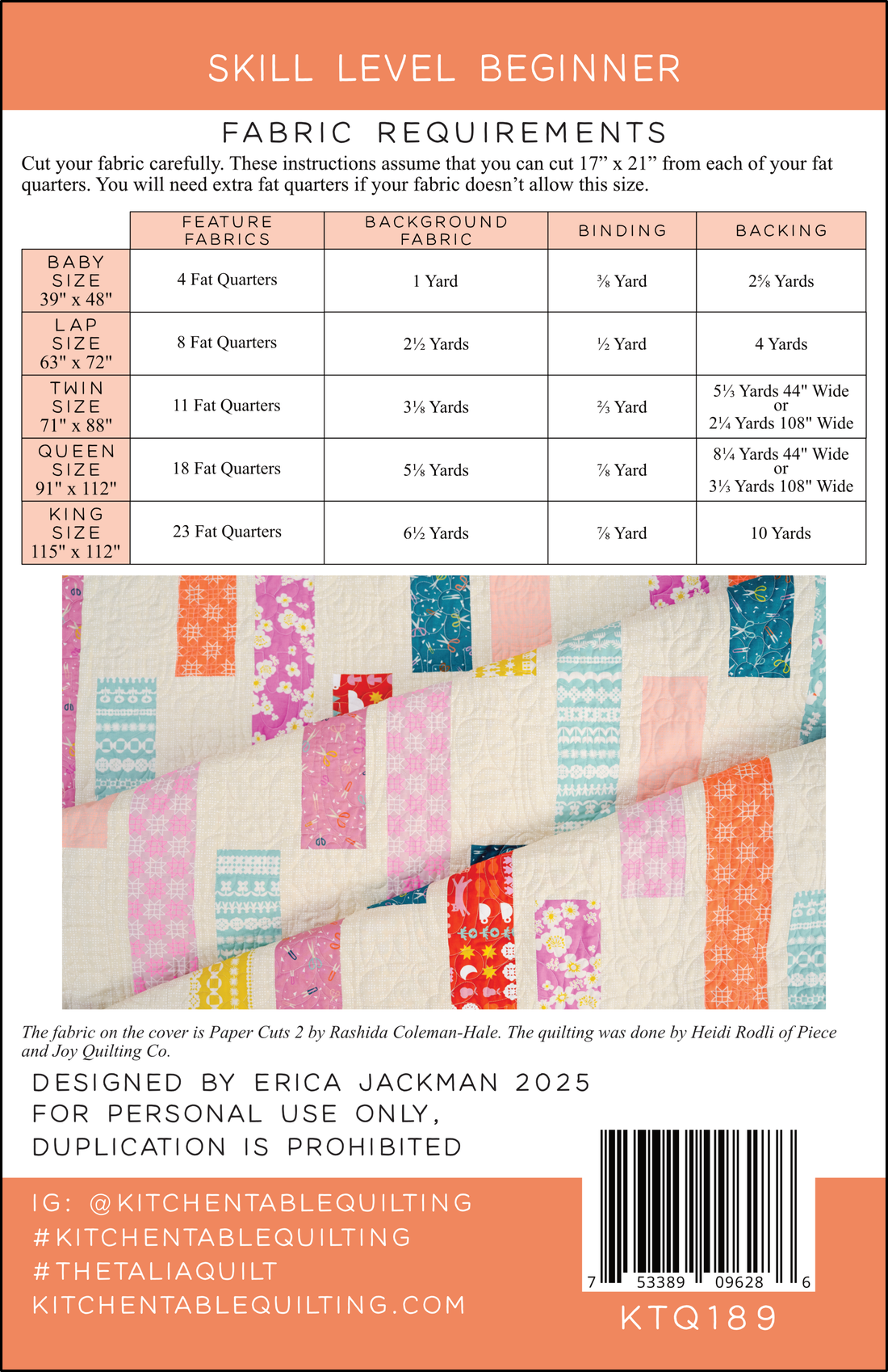 The Talia Quilt Pattern Coloring Sheet