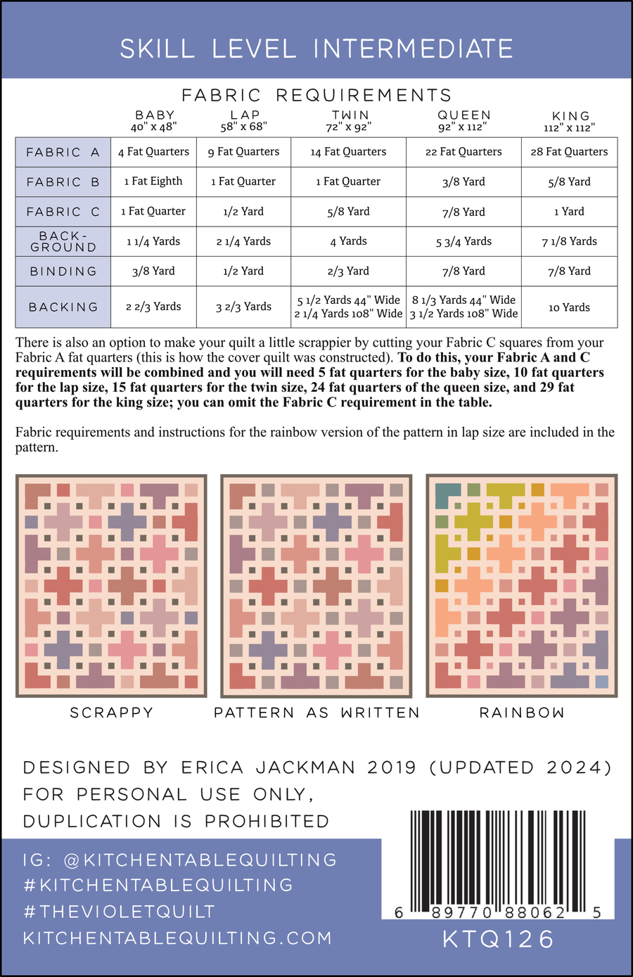 The Violet Quilt Paper Pattern