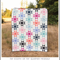 The Zelda Quilt PDF Pattern. This pattern is fat eighth or fat quarter friendly and it has instructions for baby, lap, twin, queen, or king sizes. The cover quilt was made with Backyard by Sarah Watts for Ruby Star Society.